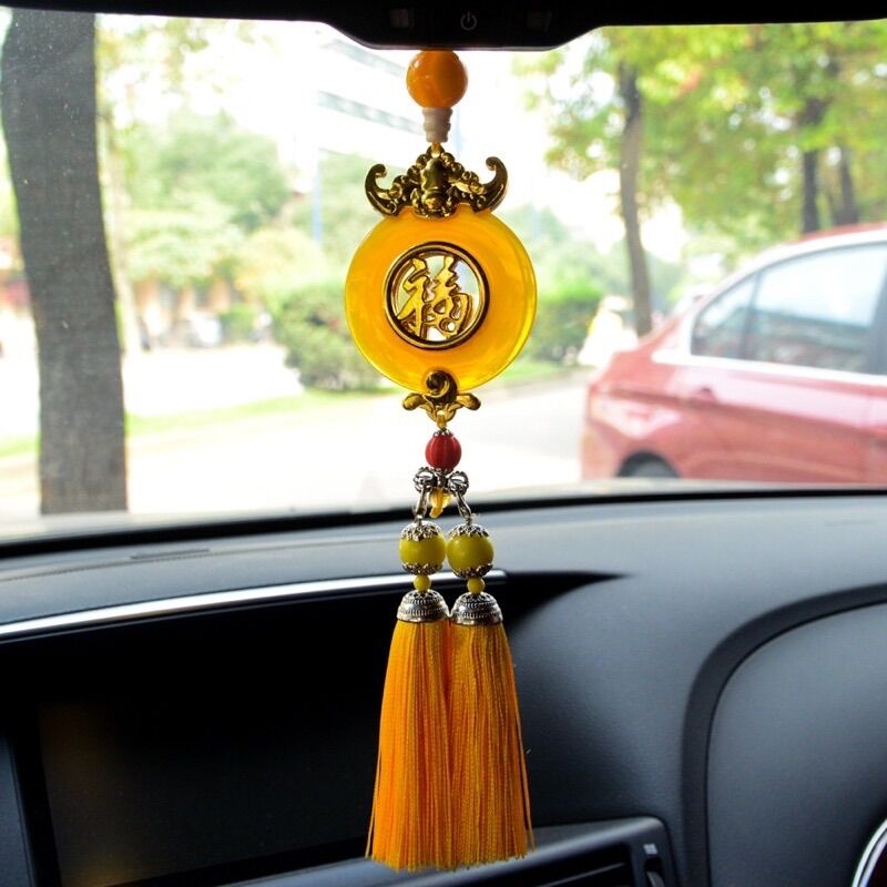 (Thanh Lý Xước do vận chuyển) Dây treo ngọc bội chữ Phúc phong thuỷ dành cho ô tô xe hơi