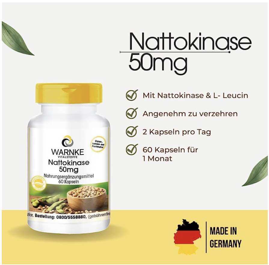 Viên Chống Đột Quỵ Warnke Nattokinase - Lọ 60viên - Hàng nội địa Đức