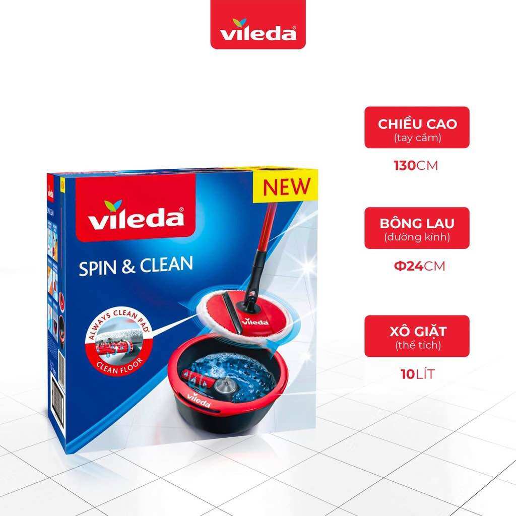 Bộ lau nhà vileda, cây lau nhà vileda turbo easy tự vắt thông minh