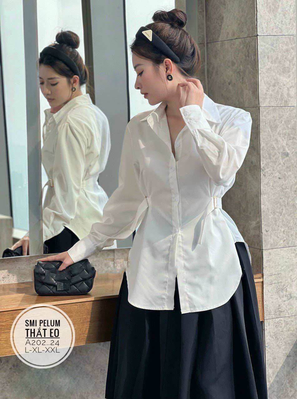 55-90kg Bigsize ÁO SƠ MI PELUM THẮT EO