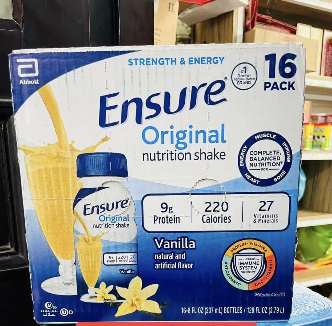 Sữa ensure nước 237ml mỹ thùng 16 chai date 7-23