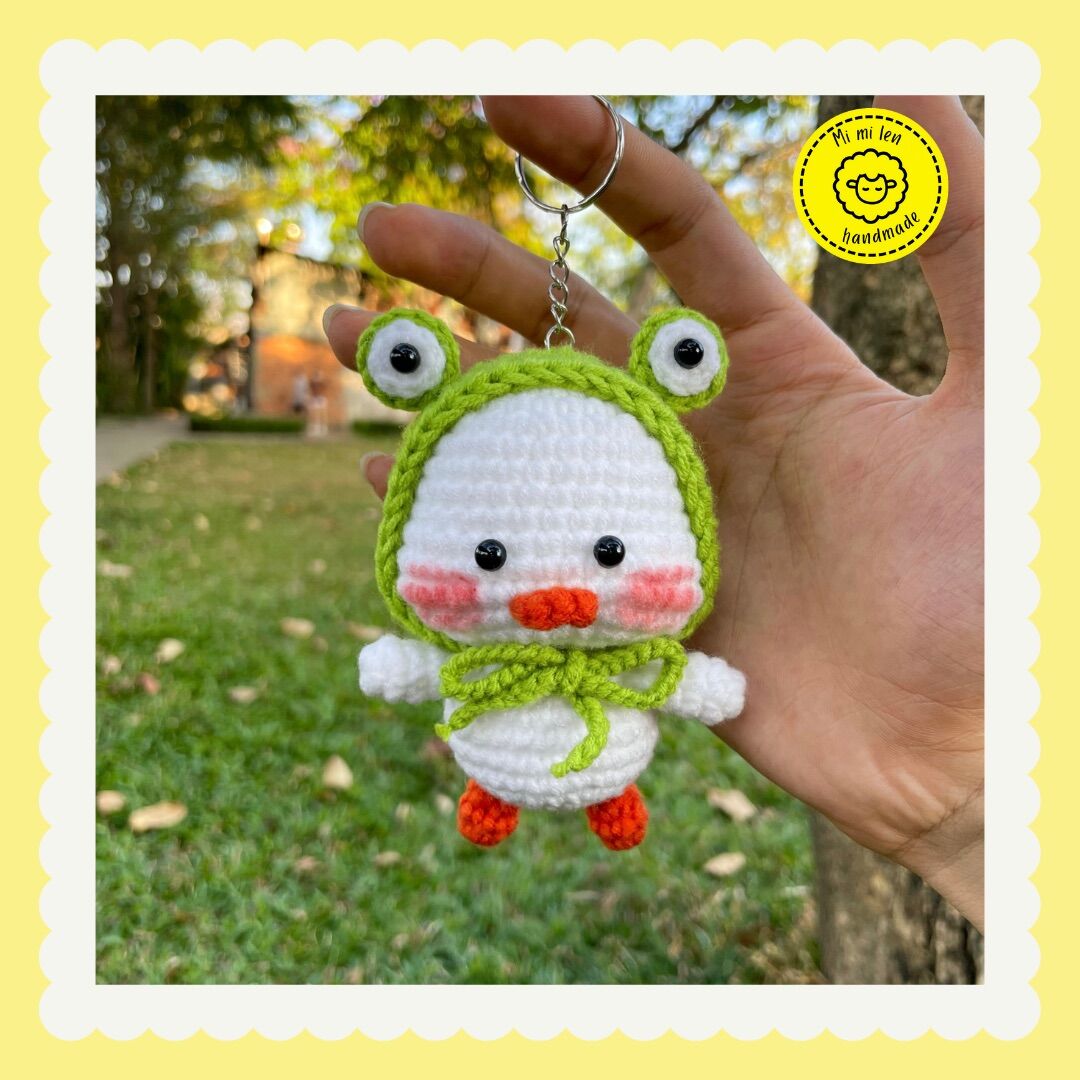[mimi_len29] Móc khoá bé vịt đội mũ ếch cute đáng yêu