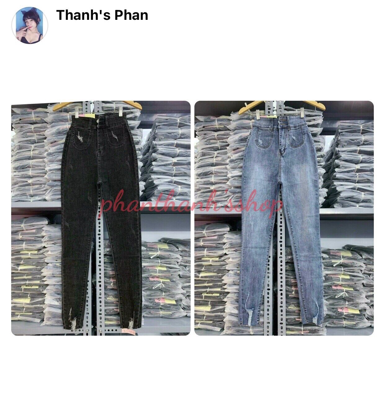 quần jean nữ lưng cao 2 túi nổi