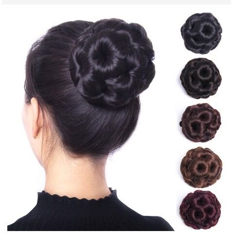 Tóc giả búi trung niên hoa trà ❇️