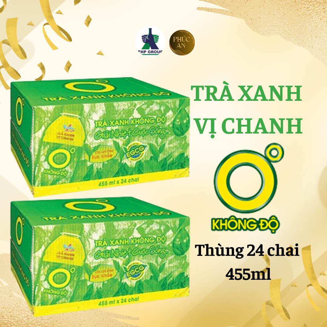 Thùng 24 chai Trà xanh 0 độ vị chanh 455ml