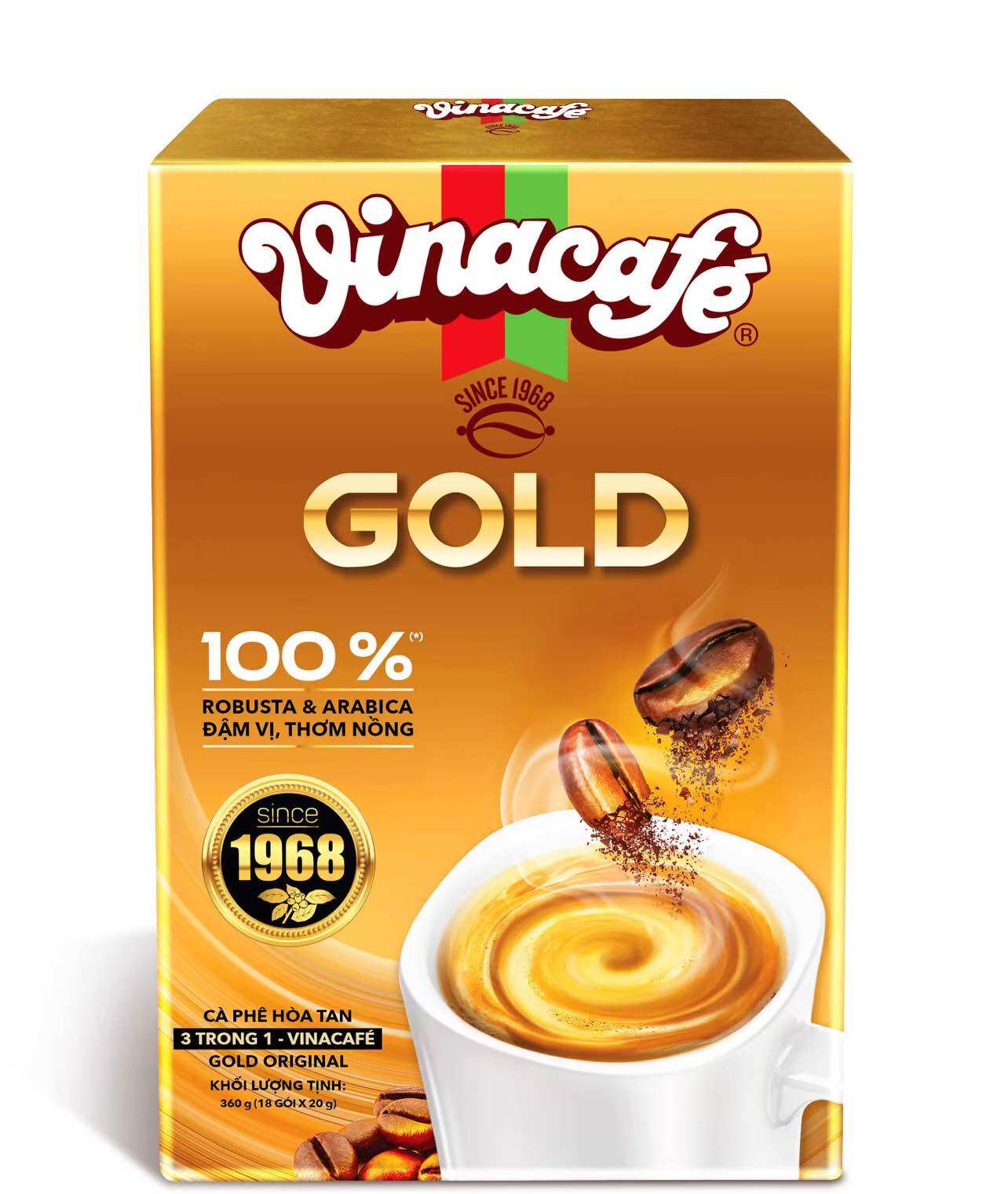 Cà phê vinacafé 3in1 gold original - hộp 18 gói x 20gr