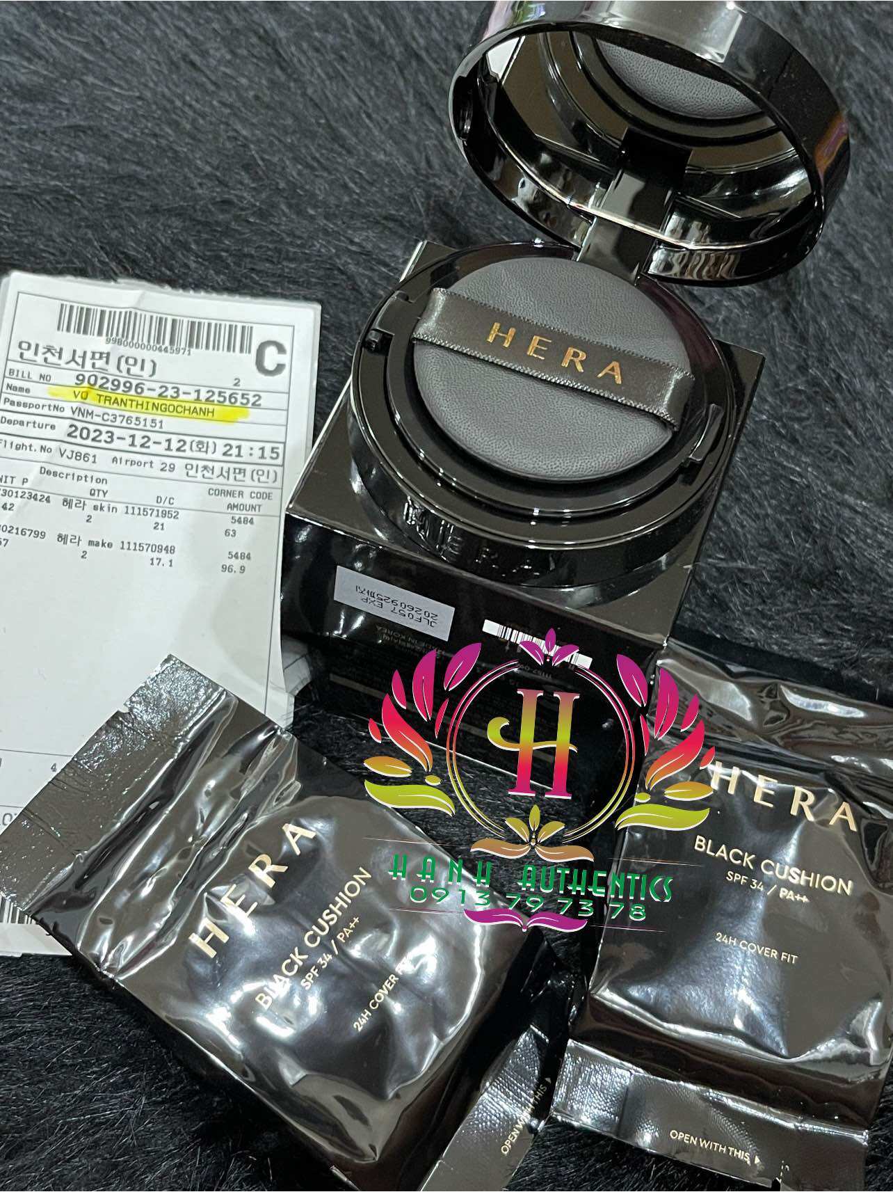 [ Hera ] Phấn Nước Cushion Hera Black Tone 21N1 Tự Nhiên ( Hộp chính + 2 refill )