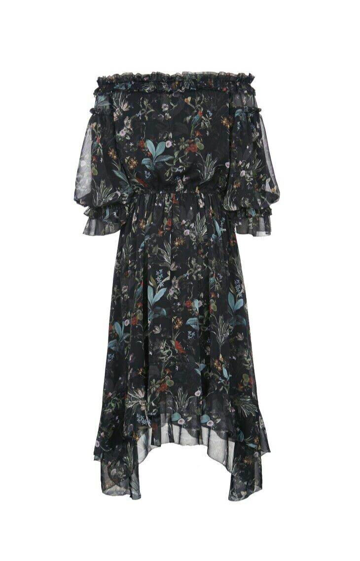 [Size S-M-L] Vero Moda Đầm hoa maxi trễ vai kèm dây thắt nơ eo