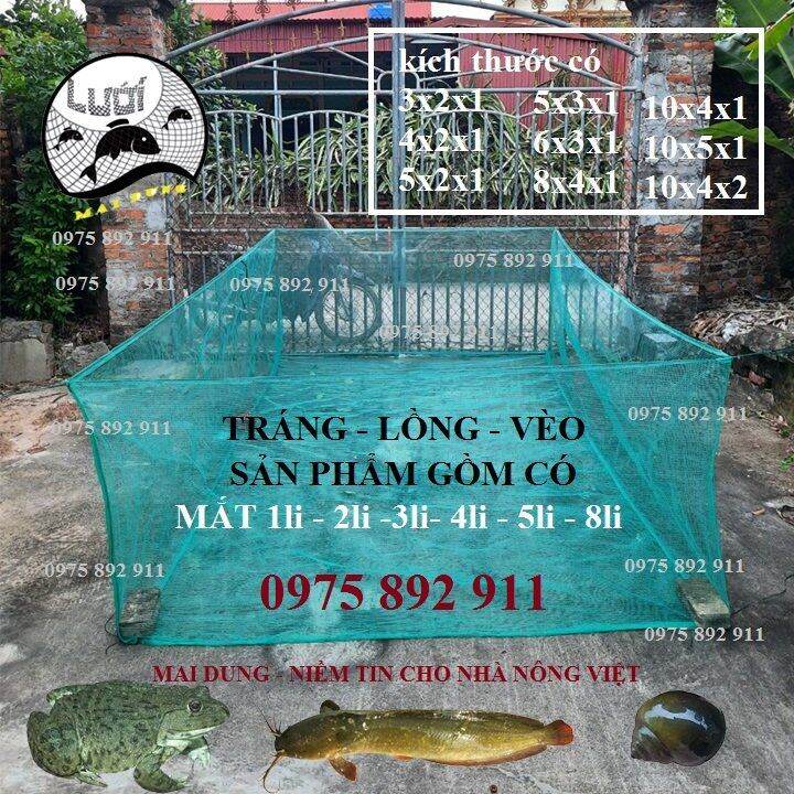 Tráng , lồng ,vèo nuôi ốc ếch cá 3x2x1