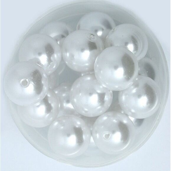 Gói 50 gram hạt nhựa giả ngọc trai 4-16mm màu trắng có lỗ