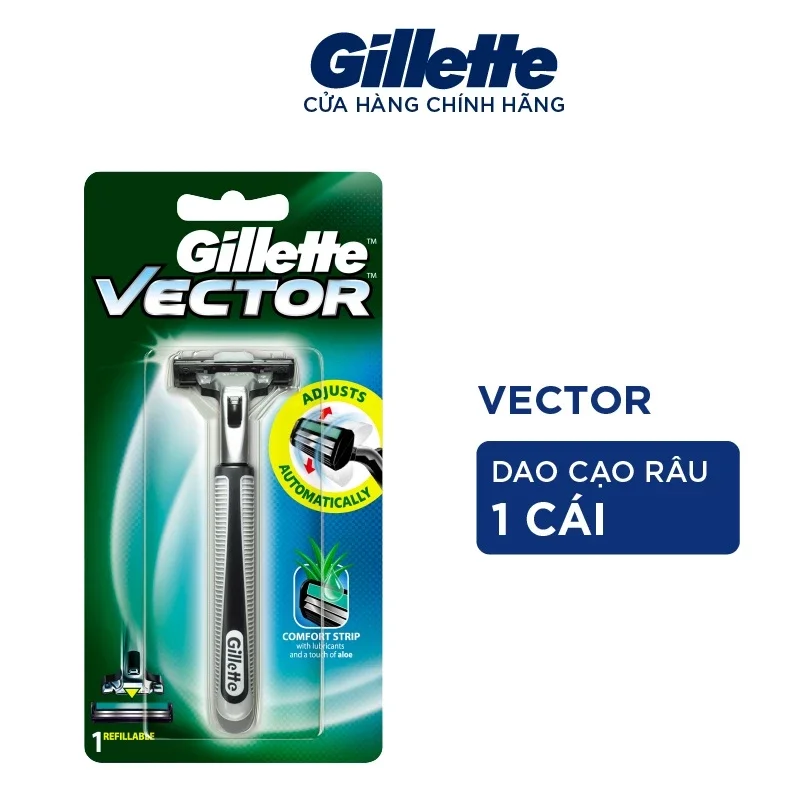 Dao cạo gillette vector 1up, lưỡi cạo râu 4s vector và bọt cạo râu gillette 175g