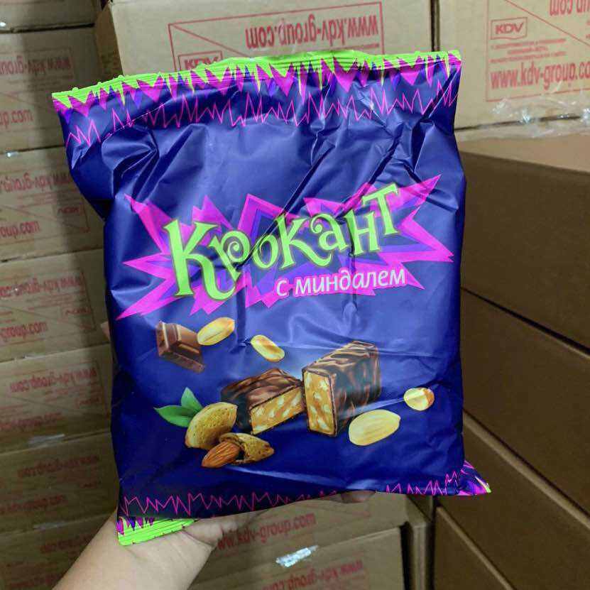 Kẹo tím Krokant socola hạnh nhân giòn của Nga/500g