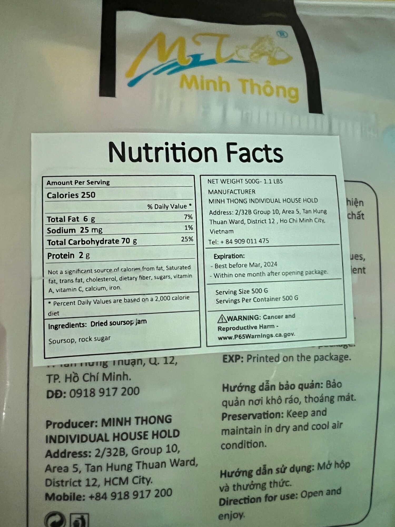 [Date 2026] Mãng cầu me sấy Minh Thông 500gam