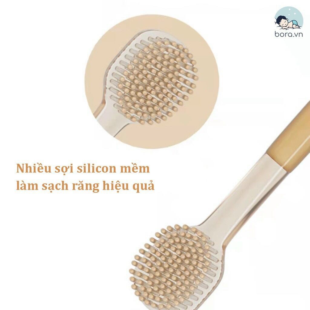 Dụng cụ rơ lưỡi , bàn chải silicon cho bé 9_18tháng