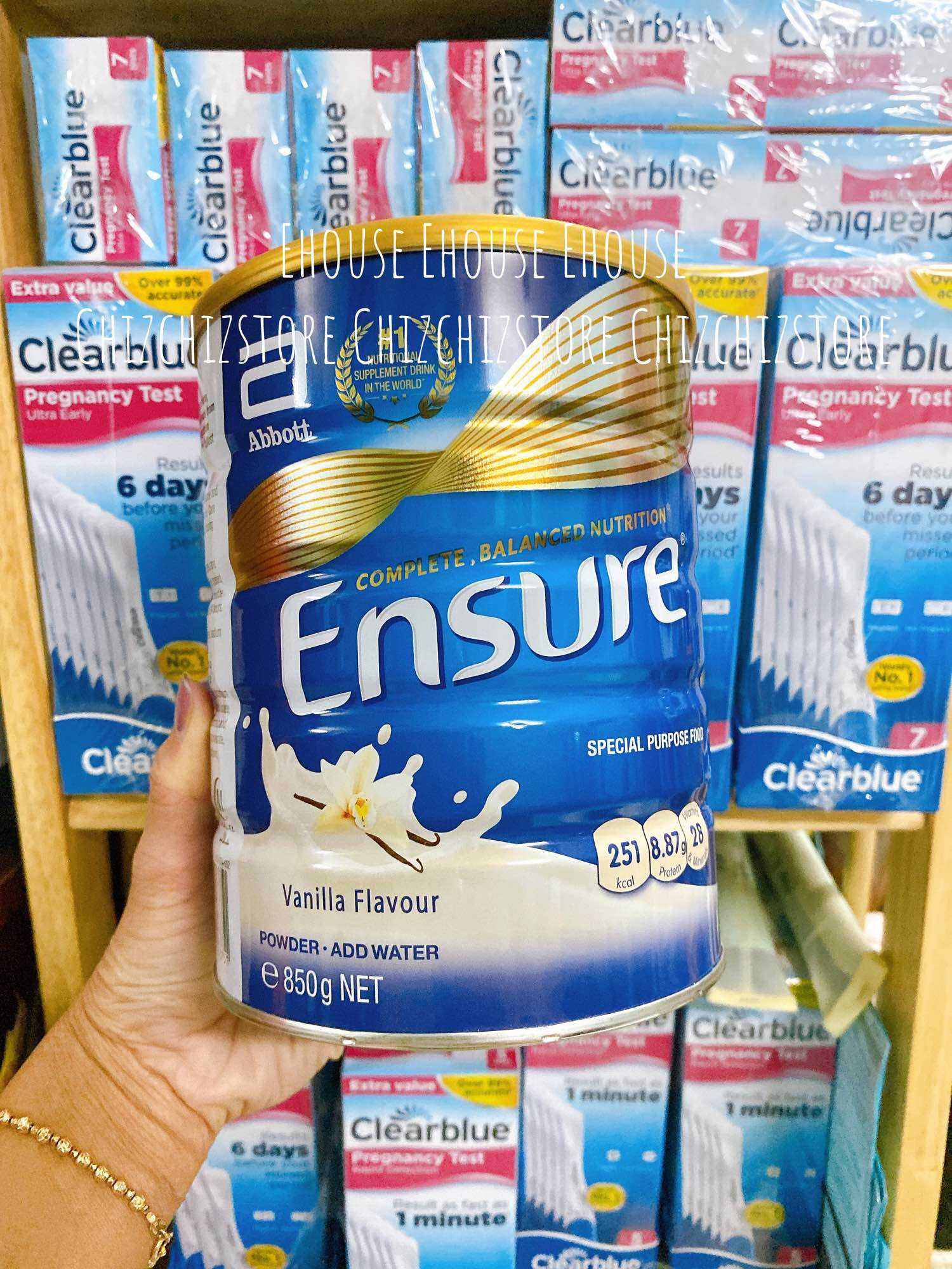 Sữa bột Ensure Abbott hương vani xách tay / ít ngọt (HMB) 850gram - Date xa