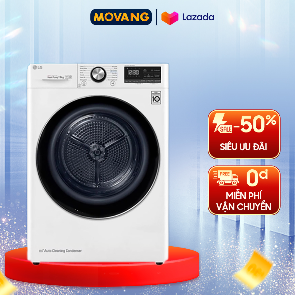- máy sấy bơm nhiệt lg ivereter 9 kg dvhp09w