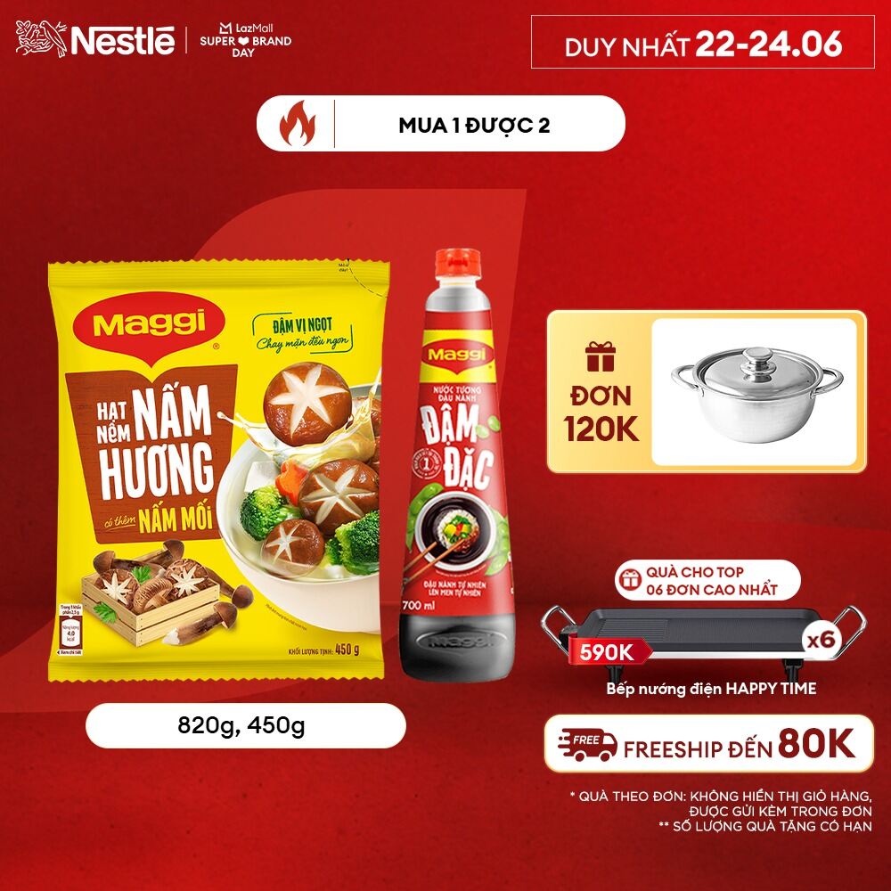 [ƯU ĐÃI THÁNG 6] [FREESHIP TOÀN QUỐC] COMBO MIX VỊ MAGGI: 1 Nước Tương MAGGI® Đậu Nành Đậm Đặc Chai 700ml + 1 Hạt nêm cao cấp MAGGI® Nấm Hương gói 450g