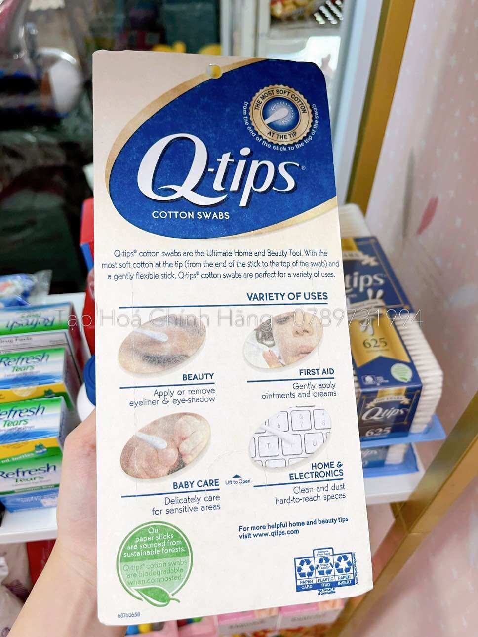 Tăm bông q-tips 625 cây/ hộp của mỹ