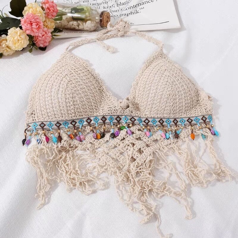 set bikini len móc đi biển qc gồm 3 món