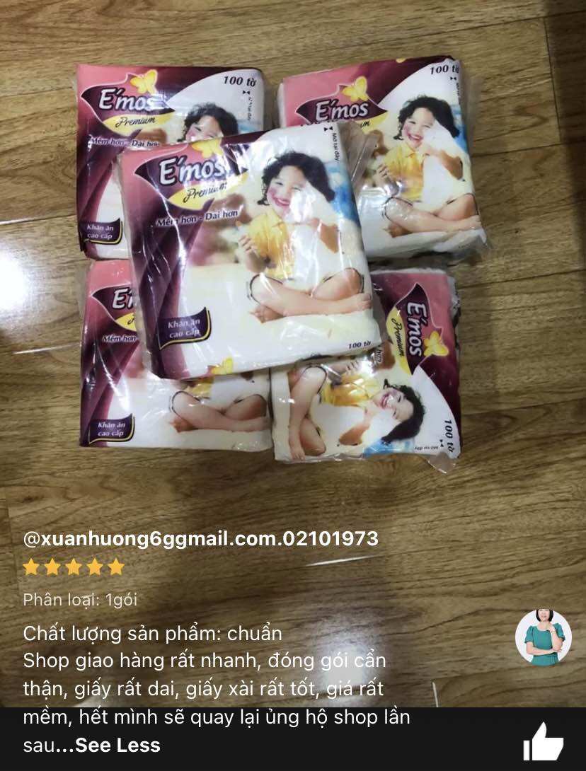 ☄️Khăn Giấy Vuông Emos mịn, Loại Dày (100 tờ/ Gói)