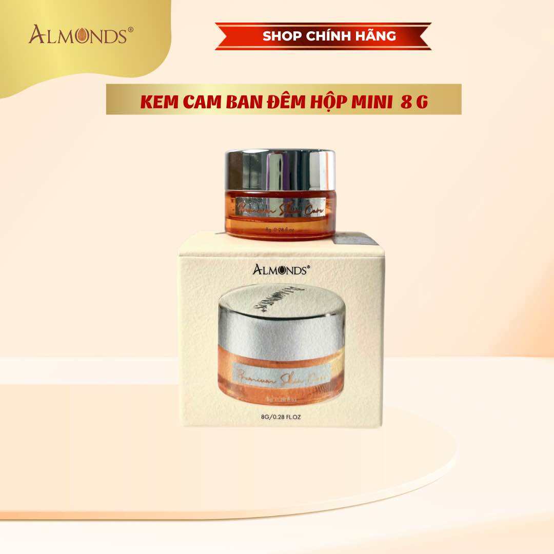Kem Cam Nám Almonds Chính Hãng Hộp 8 g Tặng túp Sữa Rửa Mặt Bí 30 g và 1 Gói Serum Tế Bào Gốc)