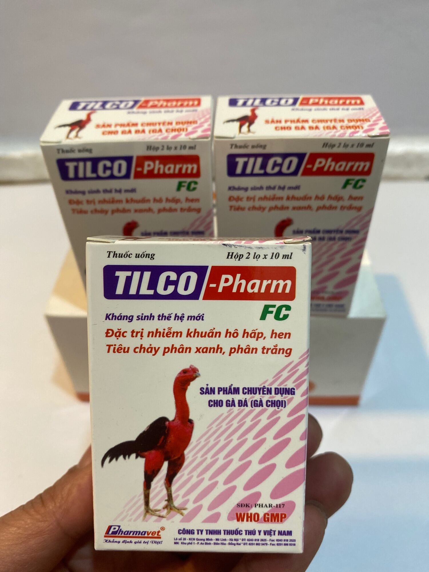 Tilco-Pharm(1hộp-2lọ 10ml) Hen khẹc, vảy mỏ, phân xanh phân trắng