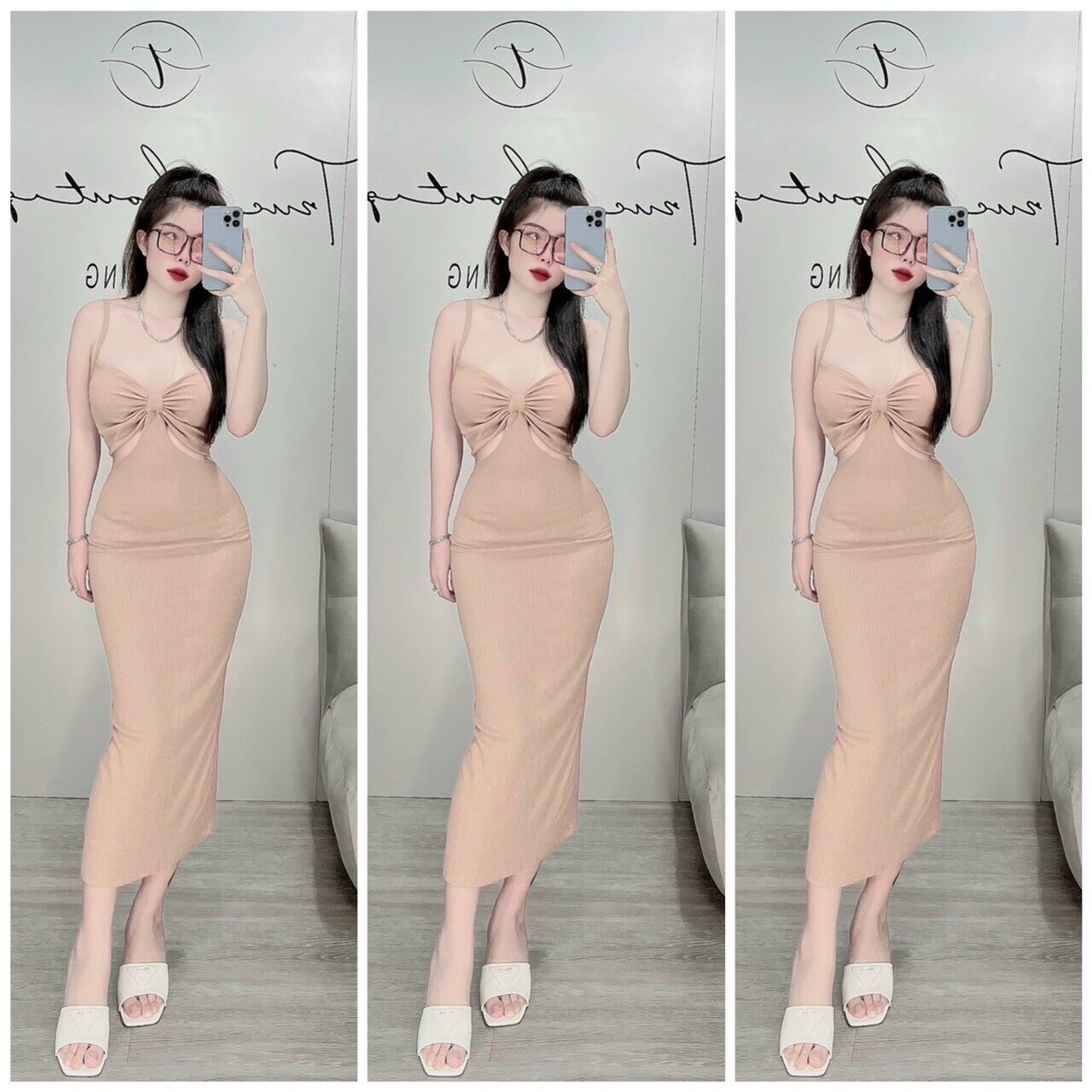 Đầm body hai dây khoét eo siêu hot