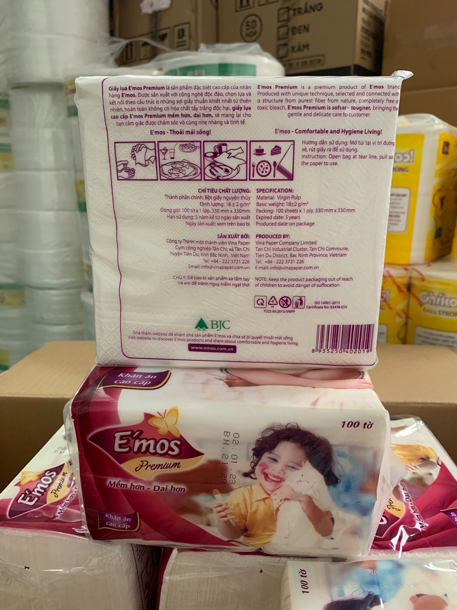 GIẤY ĂN CAO CẤP EMOS 100 TỜ SIÊU MỀM MỊN VÀ DAI