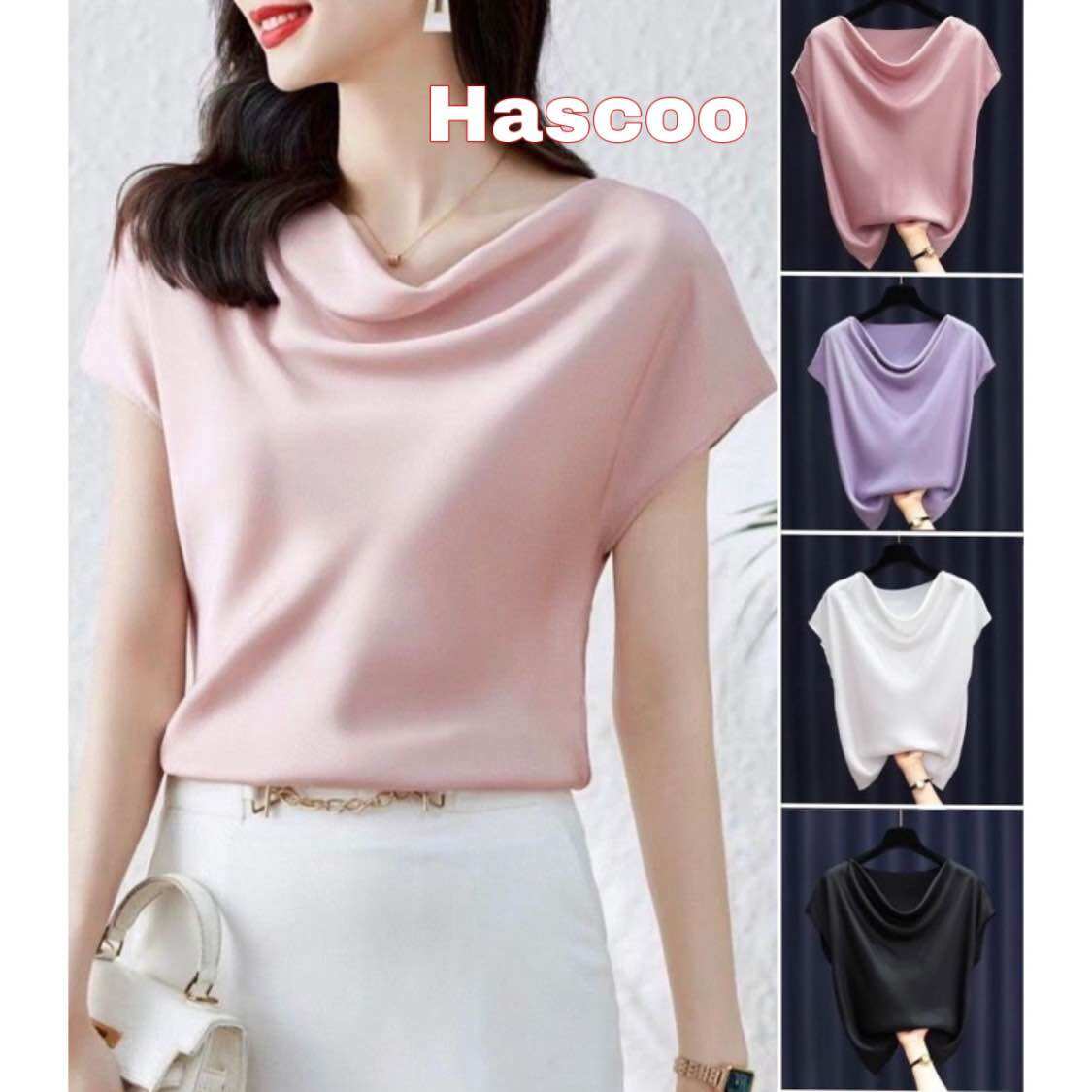 Áo lụa cổ đổ hascoo chất butai cao cấp acd