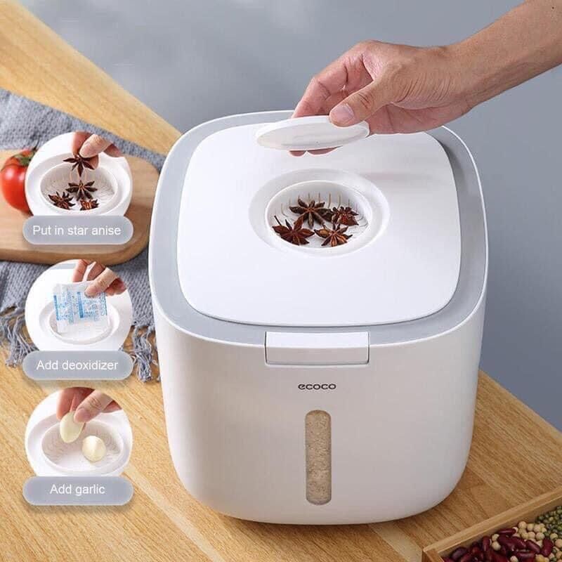 Thùng đựng gạo 10kg - thùng đựng gạo eco