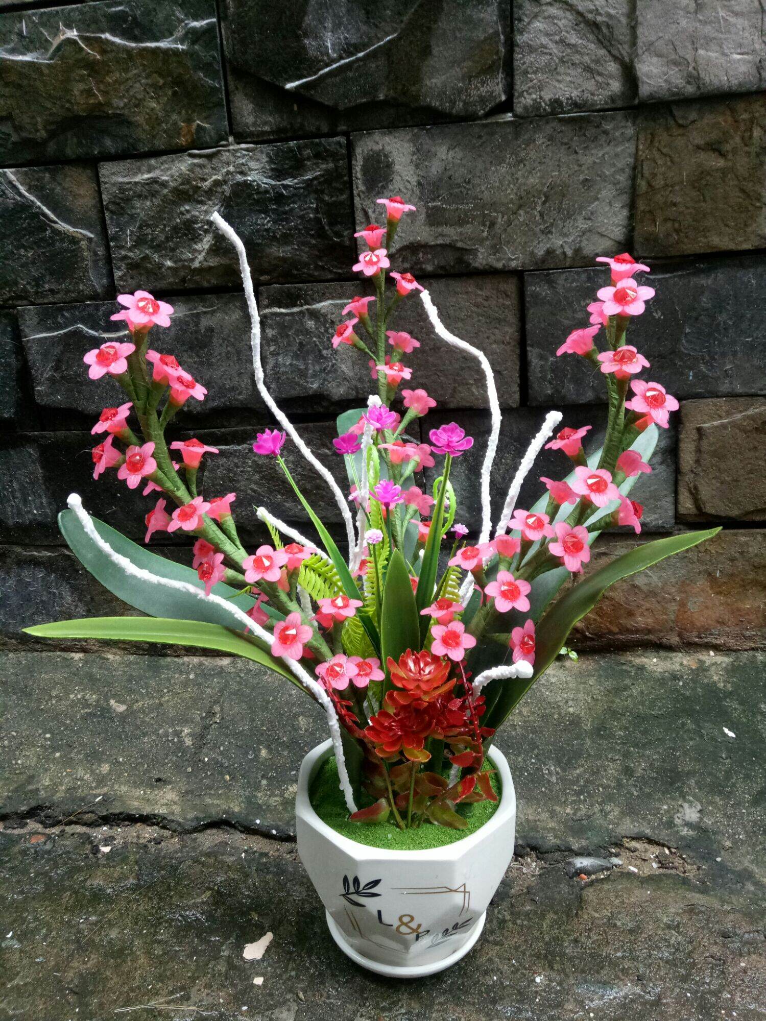 Chậu  lan thuỷ  tiên pha  lê (45x30x30)