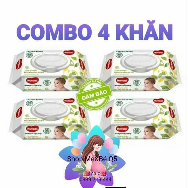 **combo 4 gói khăn ướt huggies 64 tờ loại không mùi