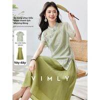 Vimly | Bộ Đầm Cheongsam Cải Tiến Mùa Hè Zen