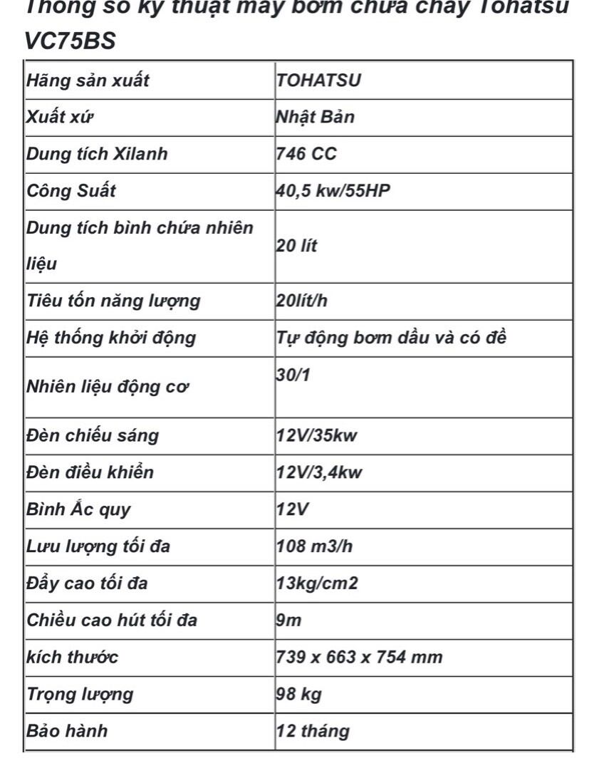 MÁY BƠM PCCC CHÁY TOHATSU
