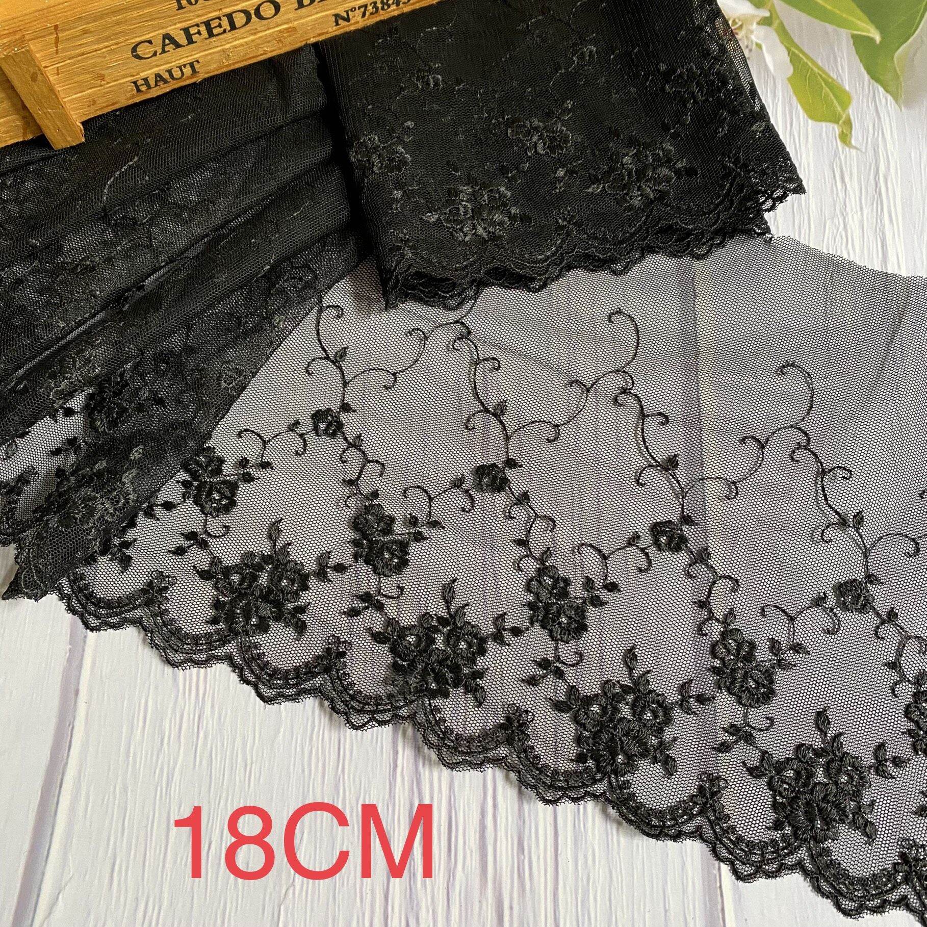 Ren lưới thêu chân 1 biên và 2 biên , phụ kiện may vá, bản rộng 18_20cm.