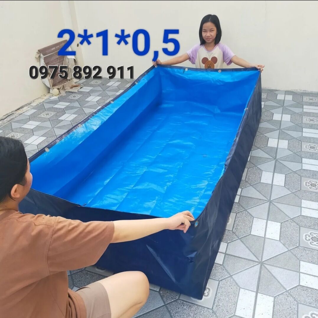 [TẶNG VAN XẢ ] Bể bạt nuôi ốc ếch cá korea xanh dương 2x1x0,5