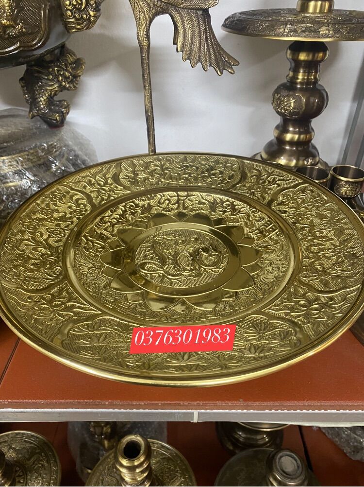 Mâm bồng mâm ngũ quả bằng đồng đường kính 35cm nặng 2,4kg