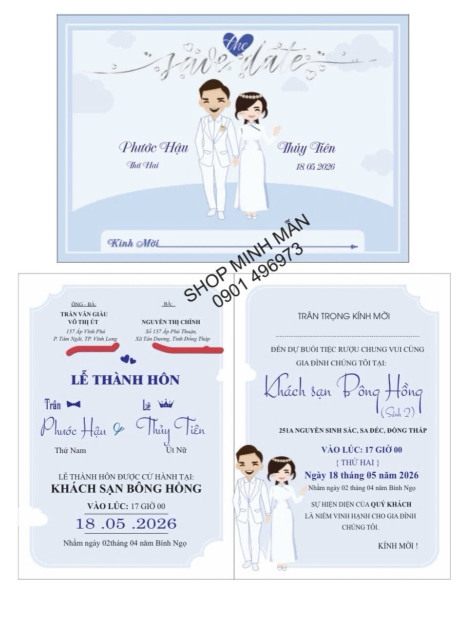 thiệp cưới in hoàn chỉnh nội dung combo 60 thiệp
