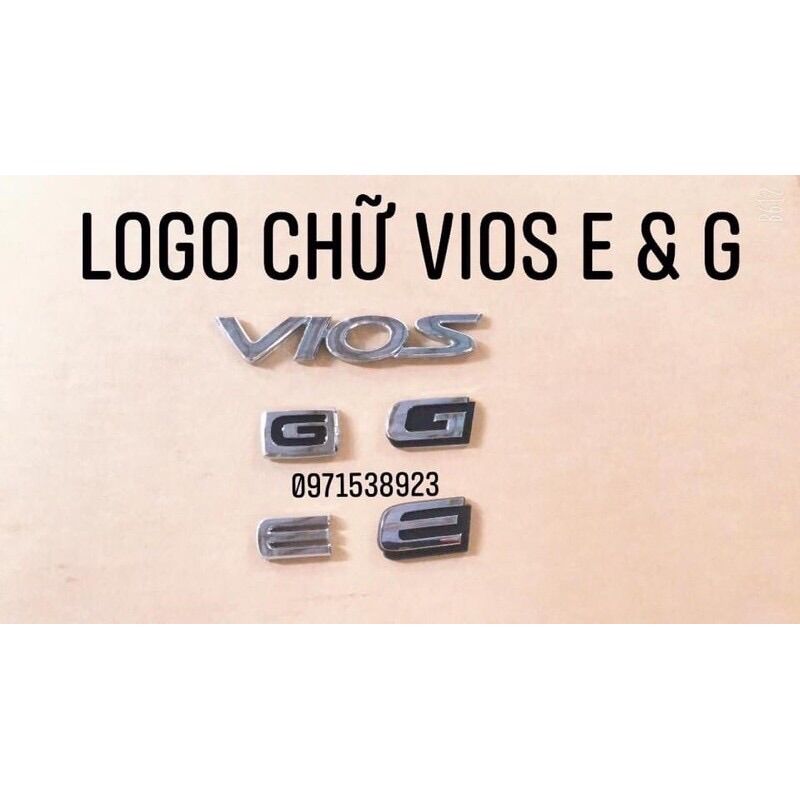 Chữ nổi vios e g dán đuôi xe