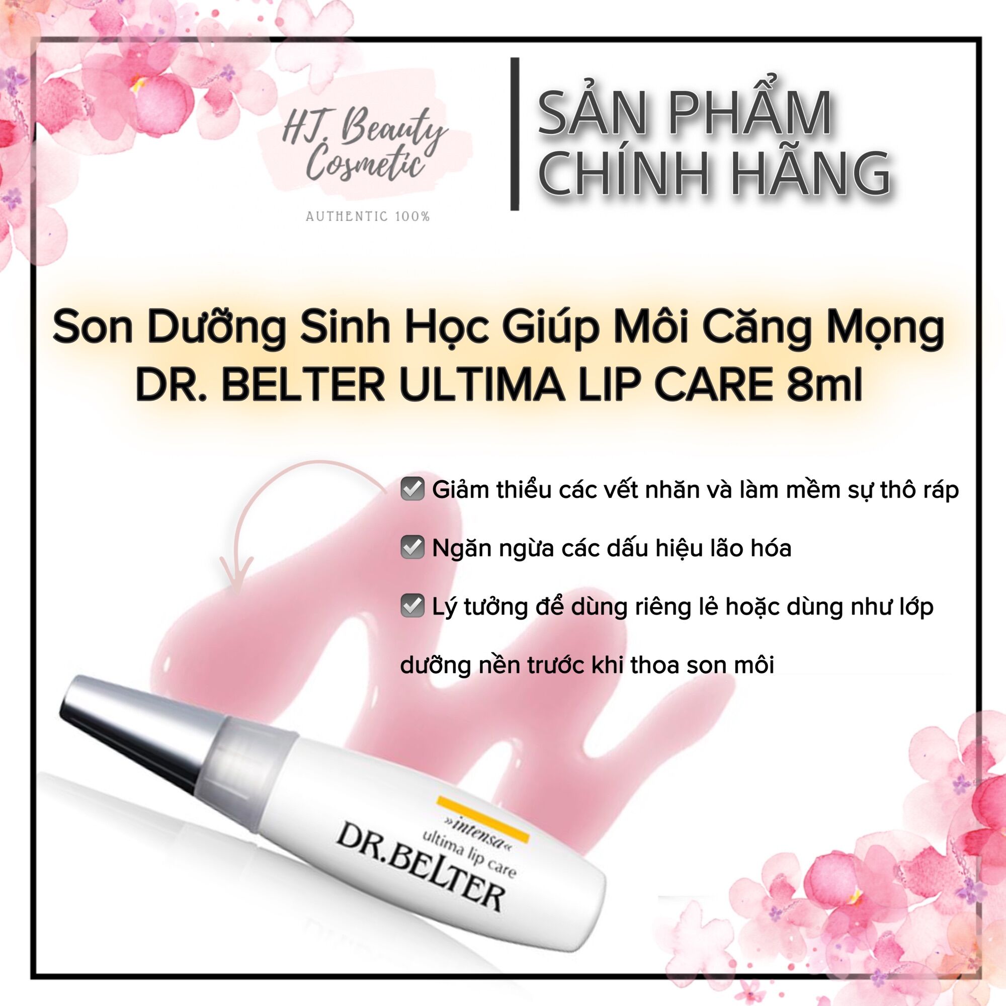 Son Dưỡng Môi Sinh Học Dr Belter Ultima Lip Care 8ml Căng Mọng-Không Chì - Tiện dụng Freeship HT Beauty Cosmetic