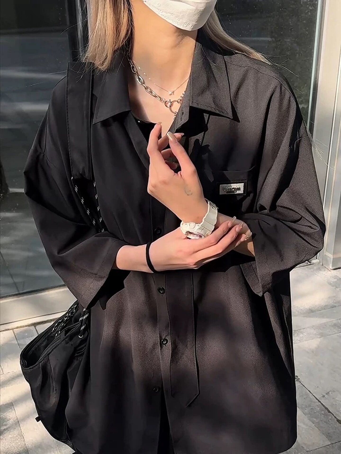 Áo Sơ Mi Tay Ngắn Ice Silk Dáng Rộng Cho Nữ Phong Cách Cổ Điển HongKong College Style Dáng Rộng Đa N