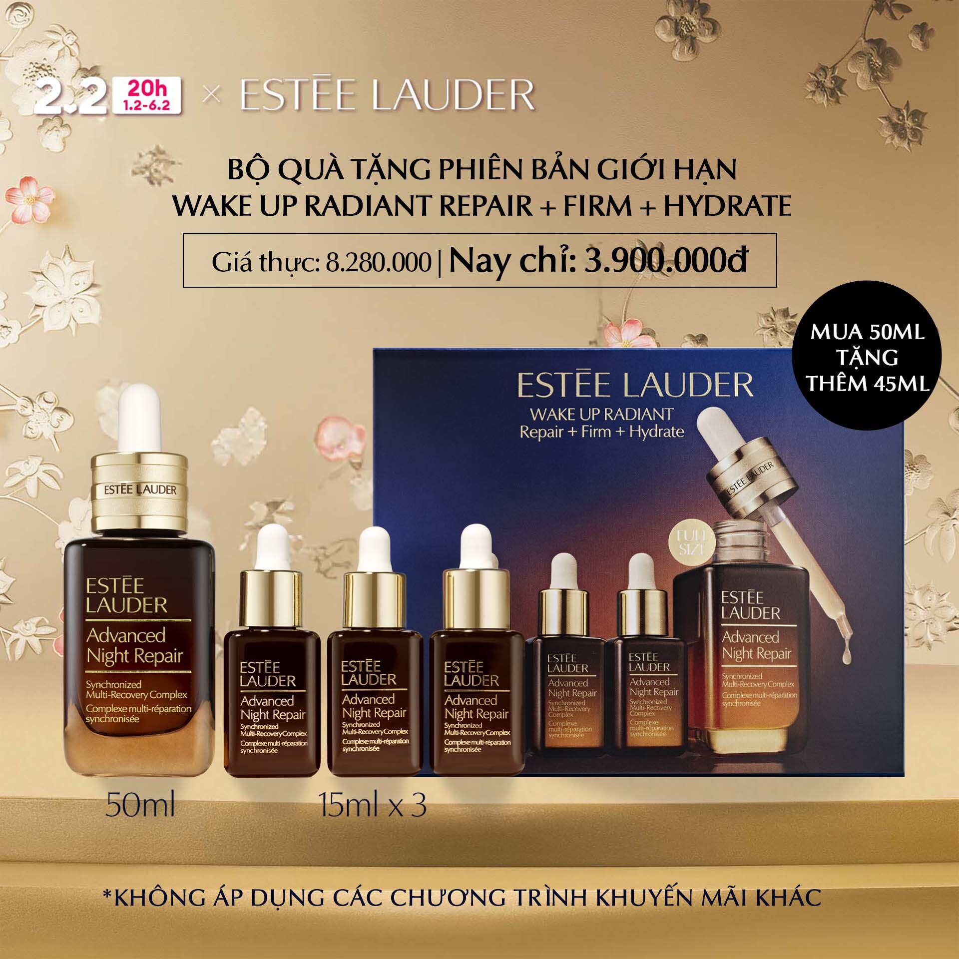 [Limited Edition] Estee Lauder 4-pc Skincare Starter Set Including Full-size Advanced Night Repair Serum • Wake Up Radiant Repair + Firm + Hydrate