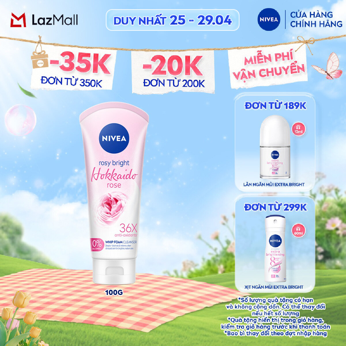 Sữa Rửa Mặt Tạo Bọt NIVEA Chiết Xuất Hoa Hồng Hokkaido (100 ml) - 84984