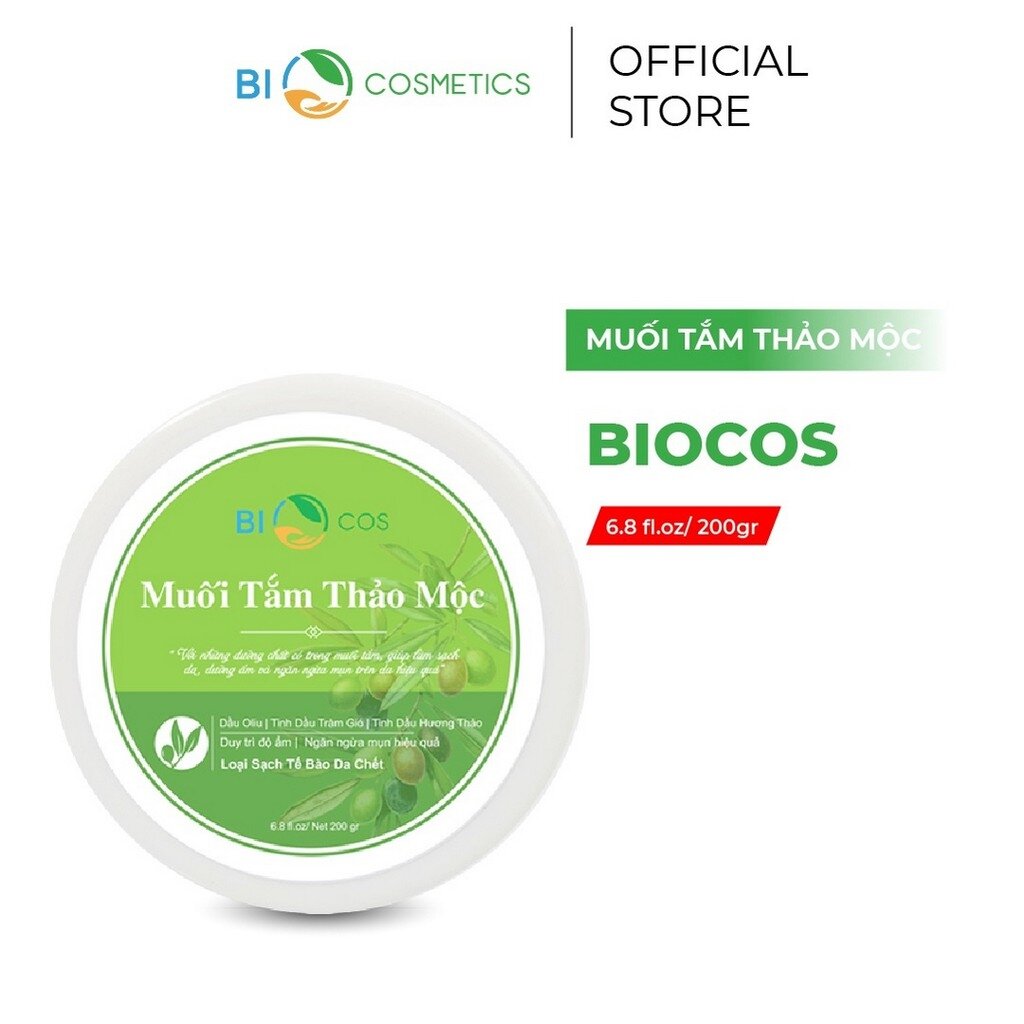 Muối tắm thảo mộc Biocos, ngăn ngừa viêm chân lông, mụn nhọt, rôm sảy, viêm da, nấm đầu