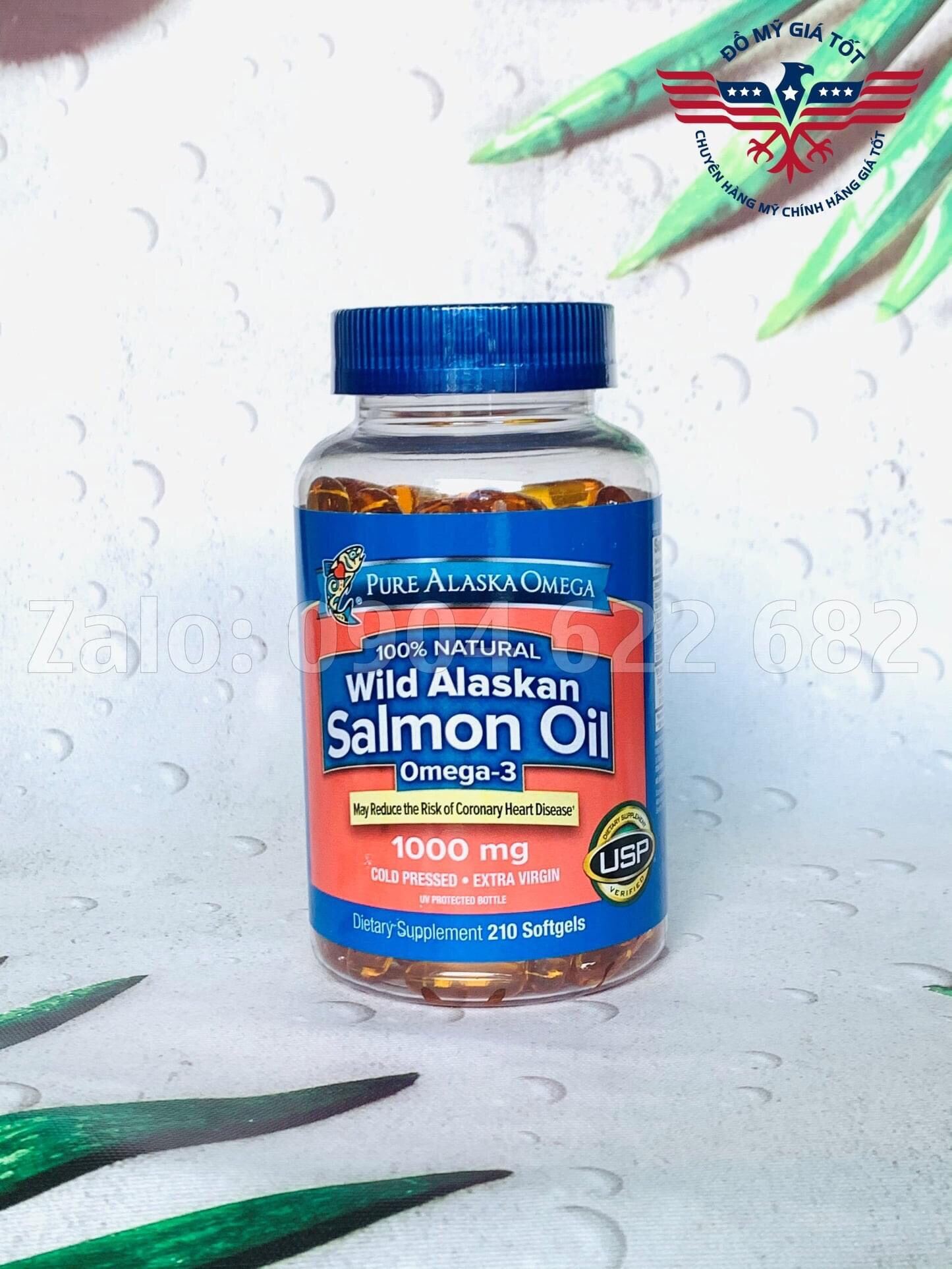 Viên Dầu Cá Hồi Pure Alaska Omega - 3 Wild Salmon Oil 1000Mg Hộp 210 Viên