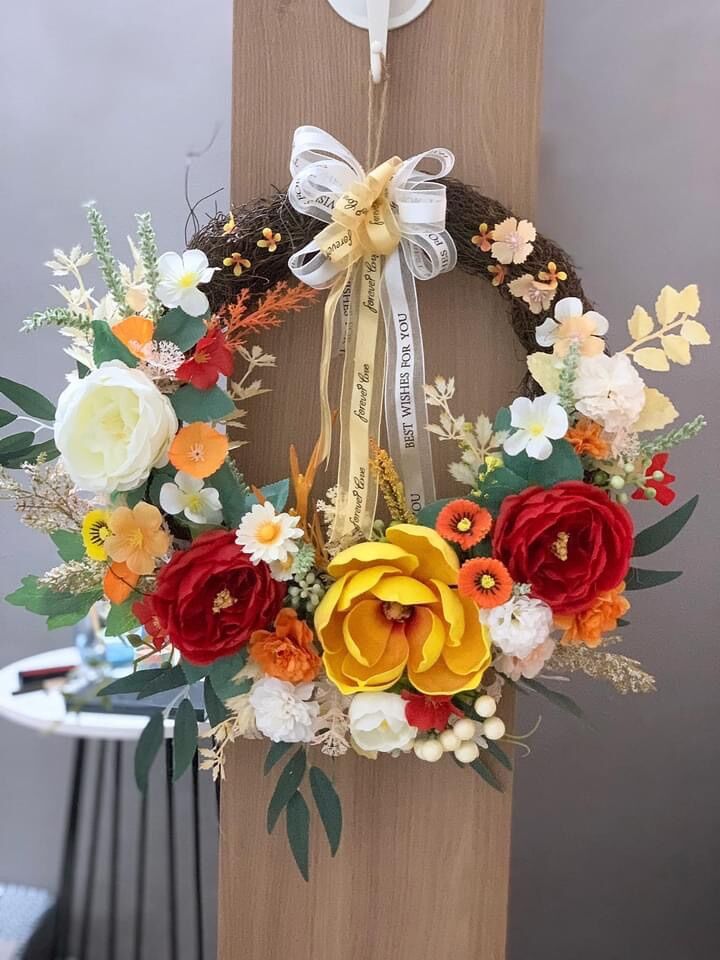 Hoa Giả Hoa Lụa -Decor Hoa Treo Tường -Treo Cửa, Trang Trí