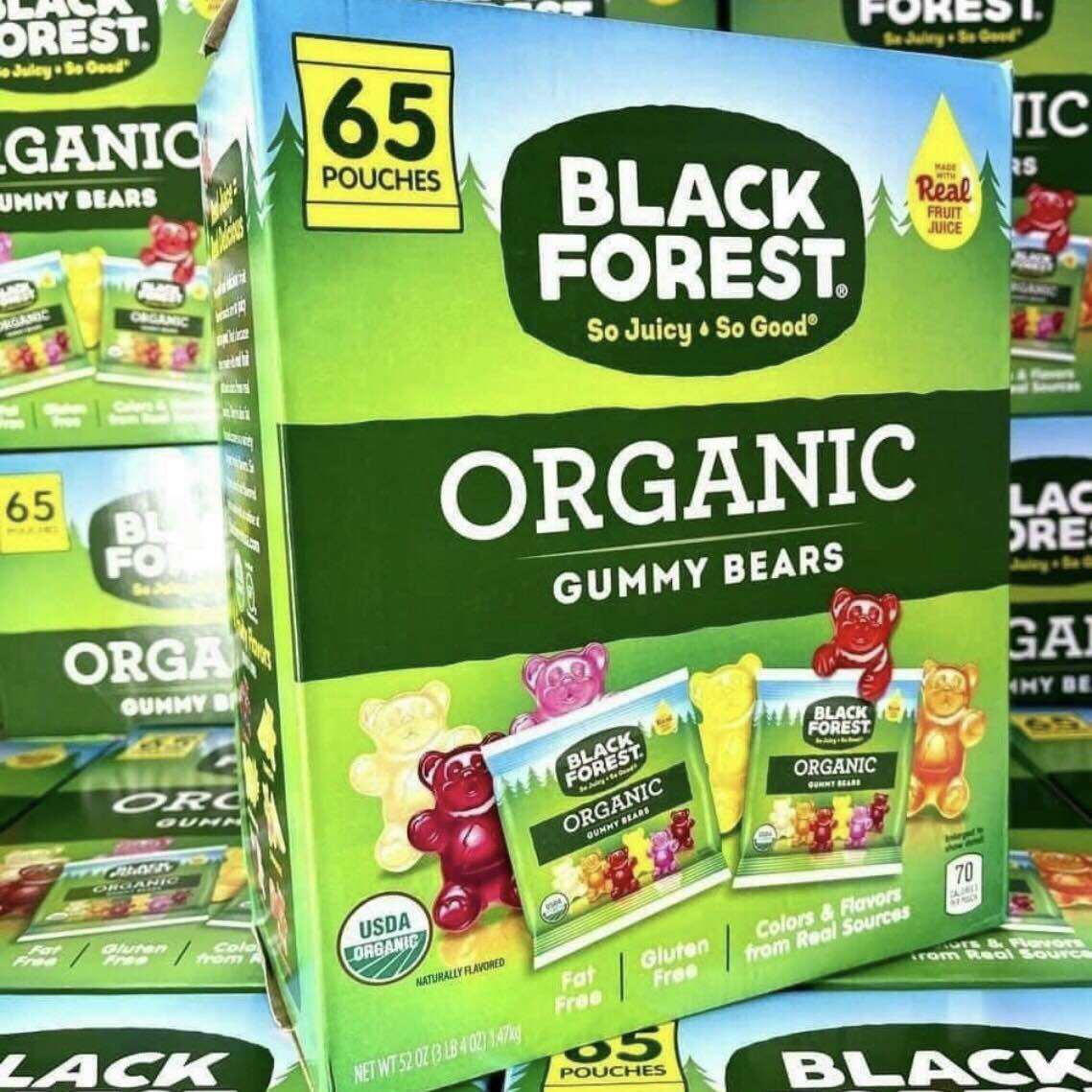 Kẹo dẻo Organic Black Forest Mỹ hình chú gấu dễ thương, kẹo mềm nhai