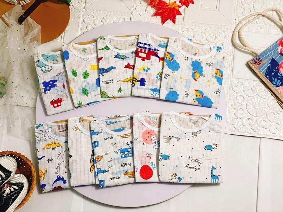 ( COMBO)2Bộ chỉ với 59k coton giấy cho bé trai bé gái