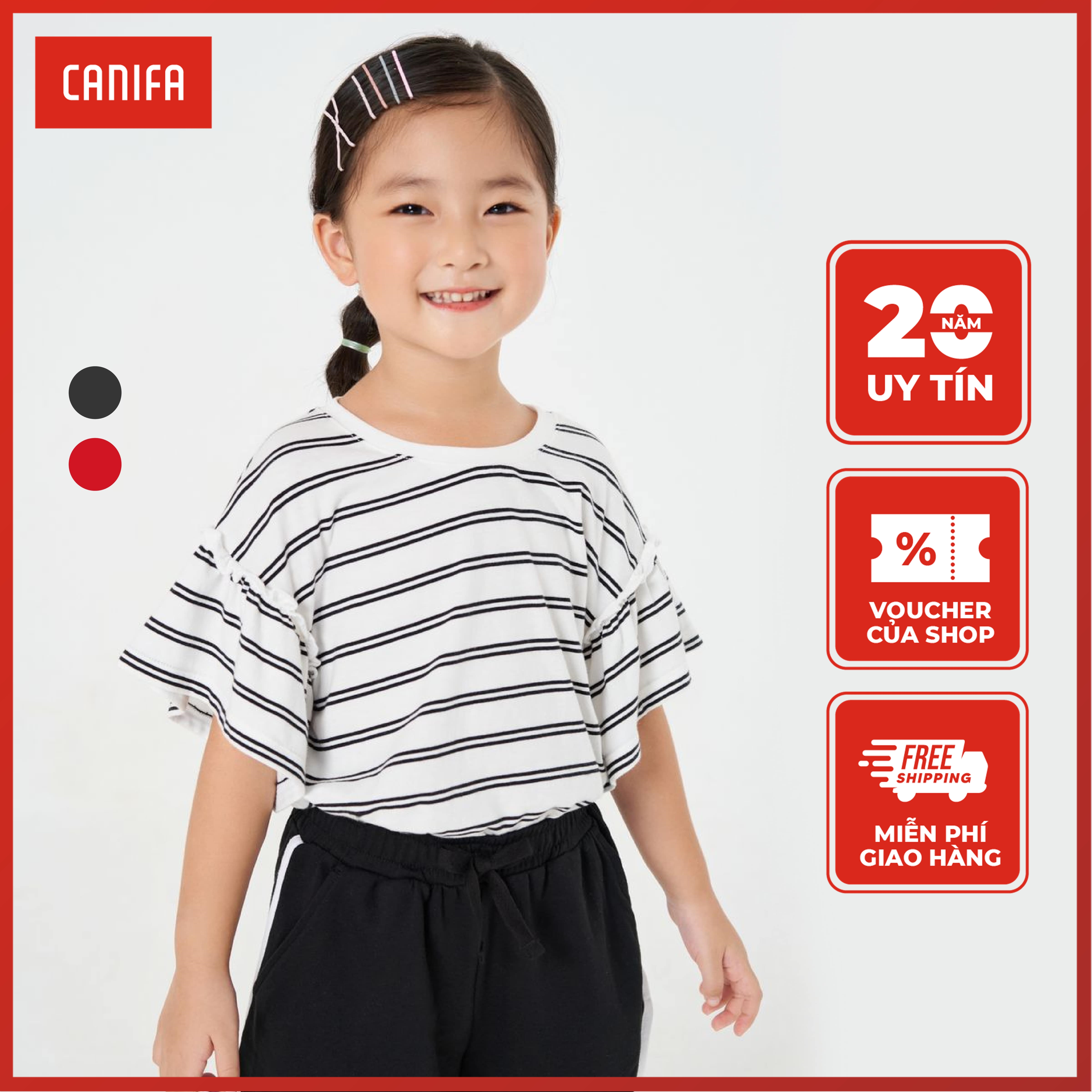 Áo phông bé gái canifa tay kiểu 1ts22s017