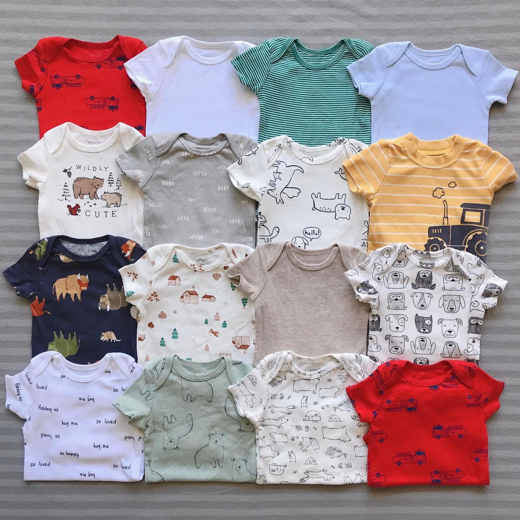 (Chọn mẫu size 12M) Bodysuit Carter, Bodychip cộc tay cho bé trai, bé sơ sinh